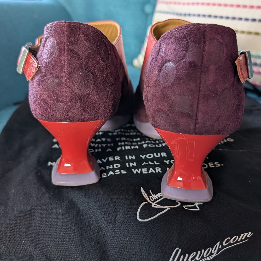 Fluevog Gracias Limited Edition Purple and Red Side Buckle Shoes - Picture 5 of 5